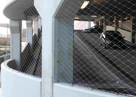 شبكة الكابلات من الفولاذ المقاوم للصدأ ذات القوة العالية 3.0 ملم مع ثقب 80 * 80 ملم للشبكة السلكية المعمارية