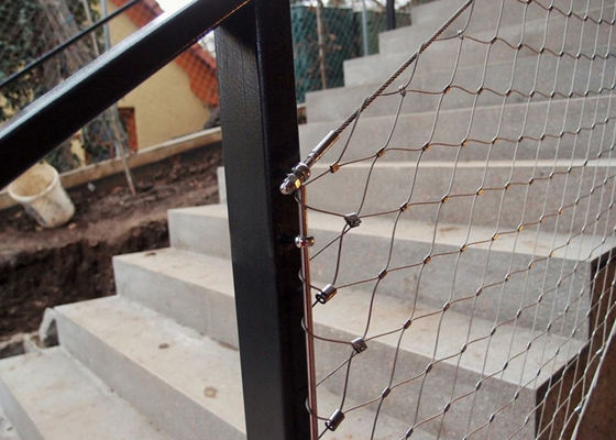 شبكة حبل من الفولاذ المقاوم للصدأ مع فتحة شبكة 80x80mm لمنع السقوط في SS 304/316 شبكة الكابلات